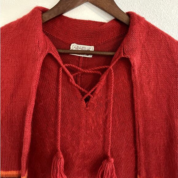 ALPASUR Cusco Peru Alpaca  Poncho Cape Natural Fibers Boho Hippie Maximalist OS - Picture 4 of 13